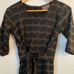 Bel Kazan black/brown pattern dress with tie belt
